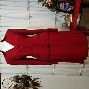 Elegant TAHARI Red Blazer and Skirt Set